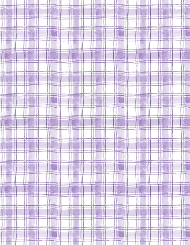 Hummingbird Floral - Plaid Purple Yardage