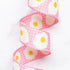 Fried Eggs in Pink 1.5-inch polyester webbing by Kimberly Kight featuring white fried eggs with yellow yolks on a pink grid background.