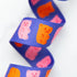 Gummy Bears Royal Blue 1.5-inch polyester webbing by Kimberly Kight featuring pink and orange gummy bear motifs on a rich royal blue background.