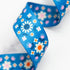 bright blue floral webbing with retro daisy print for bag straps