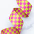 Checker in Citron 1.5-inch polyester webbing by Alexia Marcelle Abegg featuring a vivid citron yellow and hot pink checkerboard pattern.