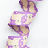 Golden Pup 1.5-inch polyester webbing by Sarah Watts featuring golden dog motifs and small floral accents on a purple background.
