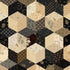 Black Sheep Cottons Star Block Multi 108-inch wide backing fabric by Pam Buda for Marcus Fabrics featuring a reproduction-style patchwork of interconnected star blocks and geometric prints in black, cream, taupe, and charcoal.