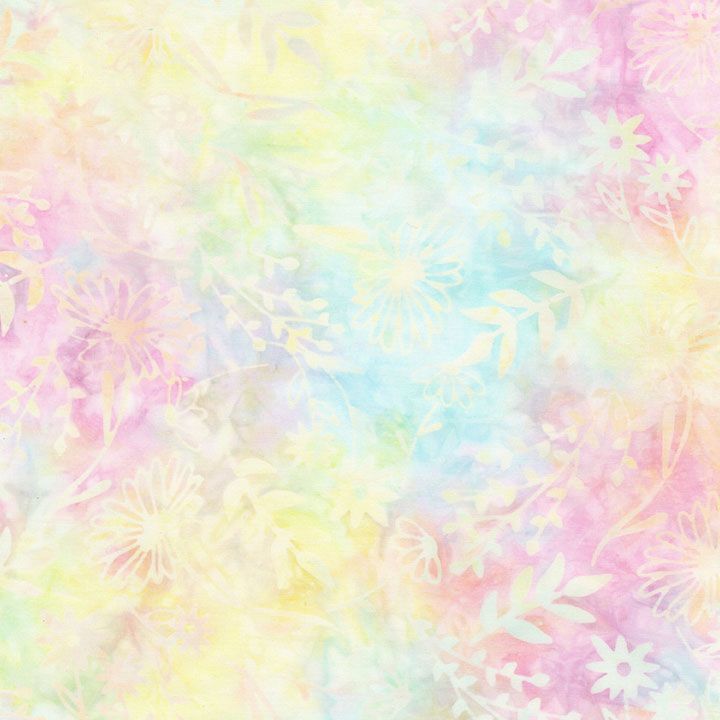 Soft pastel floral batik fabric in whisper colors by Timeless Treasures