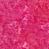 Bright peony pink batik fabric featuring floral blossoms, leaves, and botanical motifs from the Tonga Flower Power collection by Timeless Treasures.