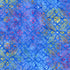 Ocean blue batik fabric featuring colorful geometric star and tribal-inspired motifs from the Tonga Geo Stars collection by Timeless Treasures.
