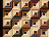 printed primitive log cabin quilt block cotton fabric by Pam Buda for Marcus Fabrics