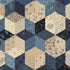 Pam's Stars Blue quilting cotton fabric by Pam Buda for Marcus Fabrics featuring patchwork-style hexagons filled with vintage blue, navy, and cream reproduction prints.