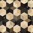Black Sheep Cottons Stars Black quilting cotton fabric by Pam Buda for Marcus Fabrics featuring faux patchwork star blocks and hexagons in black, cream, taupe, and gray reproduction prints.