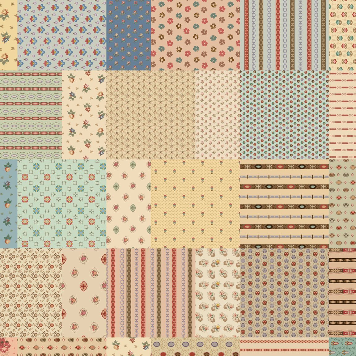 vintage patchwork cotton fabric by Sheryl Johnson for Marcus Fabrics