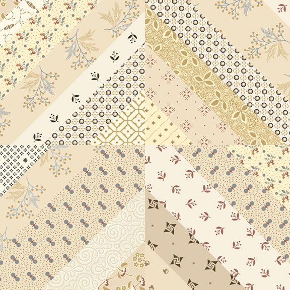 cream patchwork strip block cotton fabric by Jeni Gaston for Marcus Fabrics