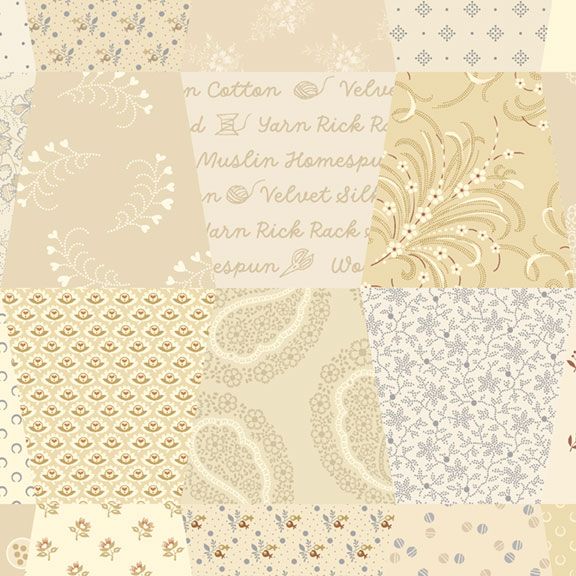 cream tumbler patchwork cotton fabric by Jeni Gaston for Marcus Fabrics