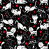 Black cotton fabric with whimsical black and white cats and red hearts by Timeless Treasures
