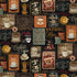 Vintage coffee collage cotton fabric with café signs and coffee imagery