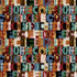 Coffee typography cotton fabric with multi color text collage design