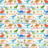 Colorful mini dinosaurs with dinosaur names on cream background digital print fabric by Timeless Treasures