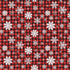 Red and black buffalo plaid cotton fabric with white snowflake pattern
