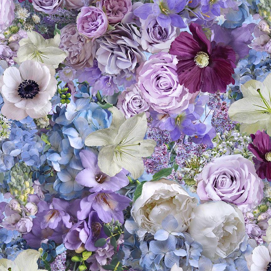 Fancy Florals Bouquet Multi Fabric by Chong-a Hwang – bold floral cotton print in rich multicolor by Timeless Treasures.