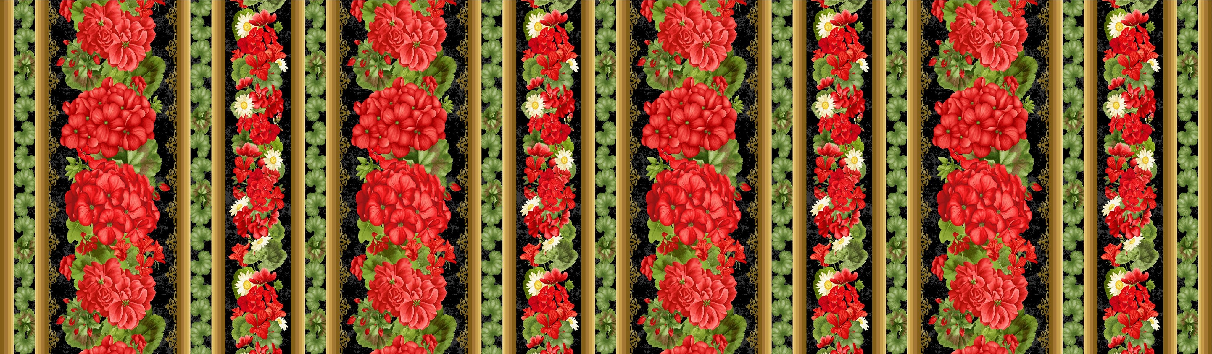 Scarlet Beauty - Geranium 11" Stripe Yardage