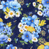 Navy fabric with colorful floral bouquets and bees from Bee & Bee Kind by Timeless Treasures