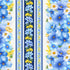 Blue and yellow bee floral stripe cotton fabric