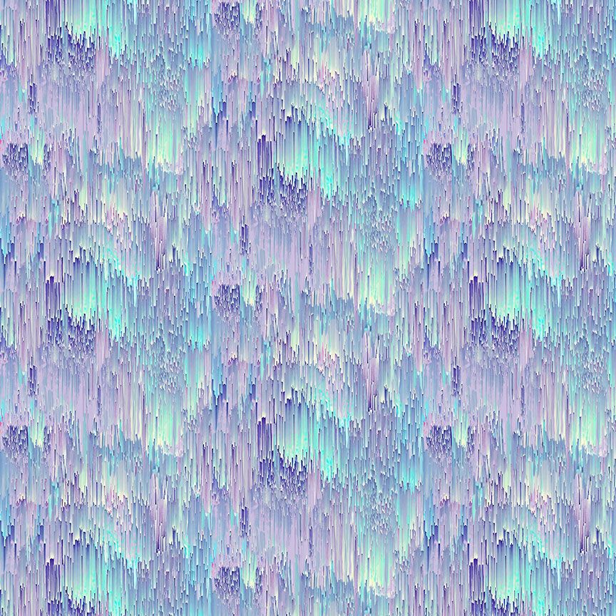 Digital cotton fabric Garden Delight - Ice Stalactites by Timeless Treasures featuring cascading icy crystal textures in aqua, lavender, and blue.