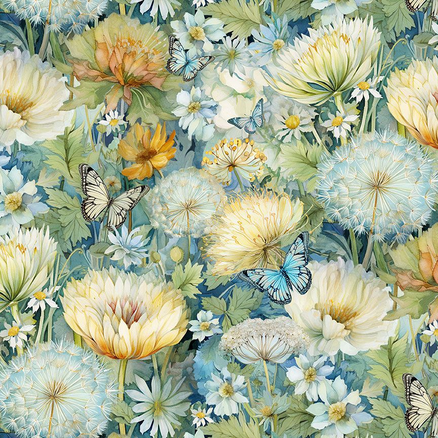 Forest Whisper Floral and Butterflies fabric by Timeless Treasures – cotton quilting fabric with florals and butterflies.
