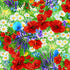 Painted meadow floral cotton fabric with poppies and daisies by Timeless Treasures