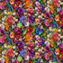Bright rainbow floral digital print fabric with colorful flowers on black background by Timeless Treasures