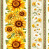 Timeless Treasures You Are My Sunshine sunflower stripe cotton fabric featuring large sunflowers, white daisies, bees, and rustic wood stripe accents.