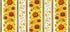 Timeless Treasures You Are My Sunshine sunflower stripe cotton fabric featuring large sunflowers, white daisies, bees, and rustic wood stripe accents.
