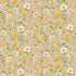 Timeless Treasures You Are My Sunshine cotton fabric featuring tossed white daisies, yellow wildflowers, bees, and botanical sprigs on a tan background.