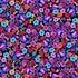Bright multicolor floral fabric with small rainbow flowers on a black background by Chong-A Hwang for Timeless Treasures