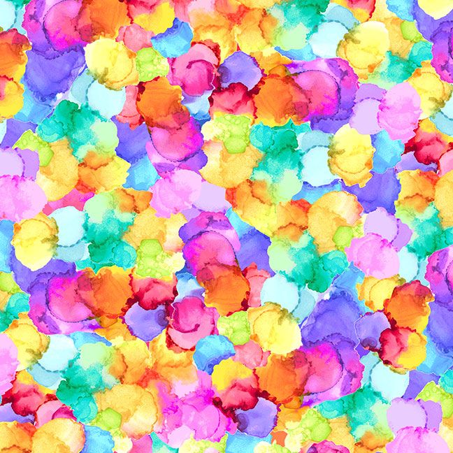 Petal Power Packed Multi Petal colorful watercolor floral cotton fabric by Chong-A Hwang for Timeless Treasures