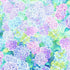 Hydrangea Dream Hydrangea Floral cotton fabric by Timeless Treasures featuring watercolor hydrangea blossoms in pastel lavender, blue, pink, and green.
