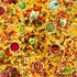 Loaded Nachos Supreme cotton fabric featuring colorful nachos with cheese salsa guacamole and jalapeños by Timeless Treasures Fabrics.