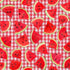 Fresh Fruit Watermelon Slice on Plaid fabric by Timeless Treasures featuring realistic watermelon slices on a red and white gingham background in a vibrant digital print cotton fabric.