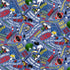 Hockey Star text cotton fabric with hockey gear and phrases on a denim blue background by Timeless Treasures
