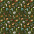 Fly fishing lures on hunter green cotton fabric by Timeless Treasures
