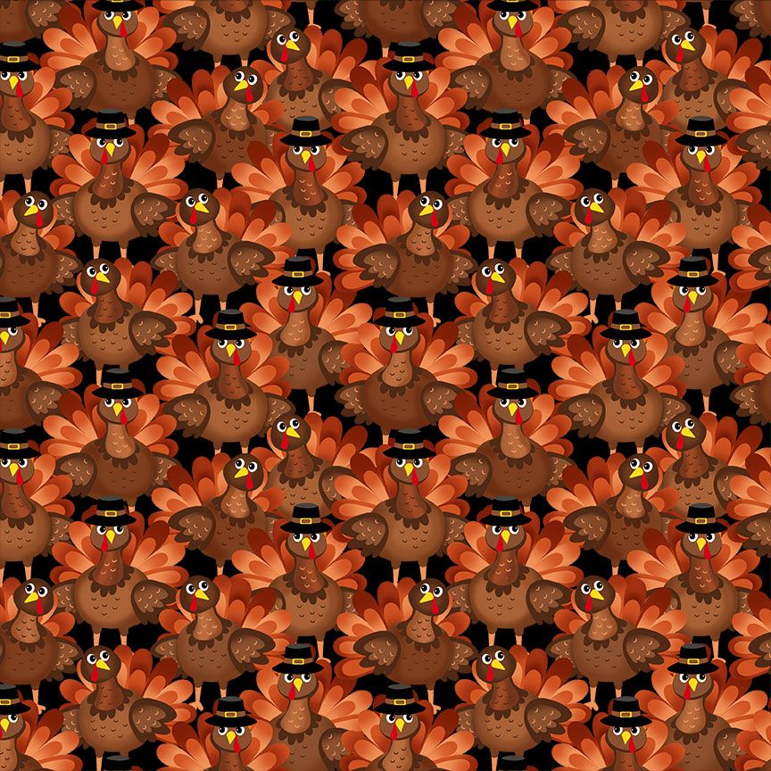 Pilgrim turkey Thanksgiving quilting cotton fabric by Gail Cadden for Timeless Treasures