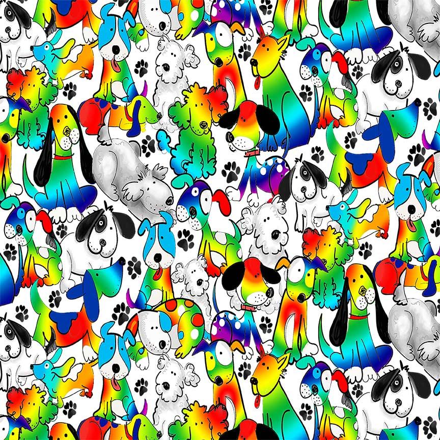 Dogs Rule - Puparazzi - Rainbow Dogs Yardage