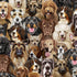 Packed dog portrait cotton fabric with realistic dog faces