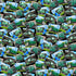 Realistic garbage trucks and sanitation vehicles collage fabric on black background