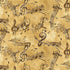 Tan vintage music notes cotton fabric with flowing musical staffs