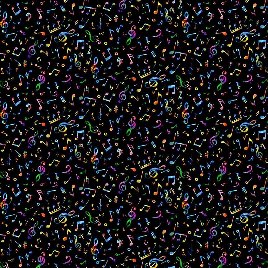 Painted Guitar Tiny Music Notes Fabric by Timeless Treasures