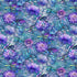 Purple floral and dragonfly watercolor style cotton fabric on teal background by Timeless Treasures