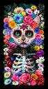 Day Of The Dead Cat Panel Fabric by Timeless Treasures, 100% cotton panel print featuring colorful sugar skull cats, ideal for quilting, sewing, and crafts.