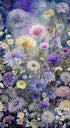 Mystic Meadow digital floral panel fabric featuring a stunning wildflower garden with lavender, lilac, ivory, and blush blooms by Timeless Treasures.