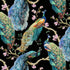 Flourish – Elegant Peacock on Branches on Black Fabric by Timeless Treasures – bold peacock print on black cotton.