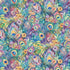 Fantasy Plumes and Floral fabric by Timeless Treasures featuring colorful peacock feathers, pastel flowers, botanical foliage, and vibrant watercolor tones on premium cotton fabric.